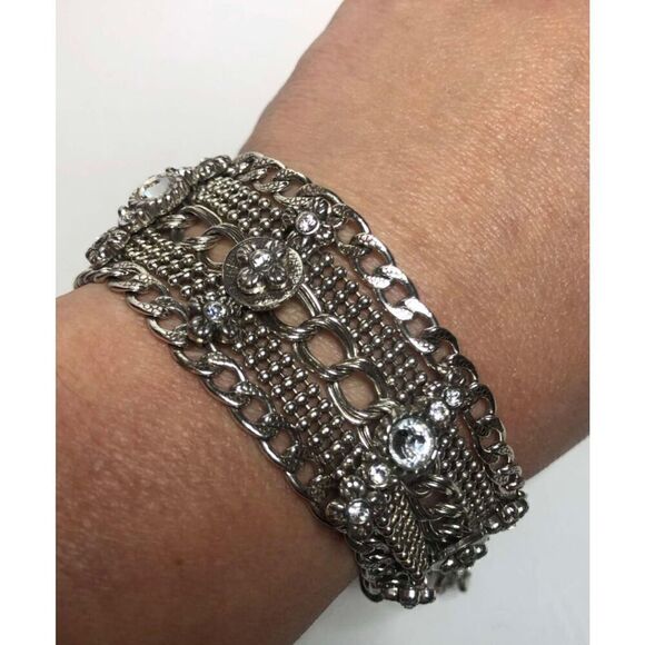 1096 Brighton Vintage Lux Crystal toggle chain Bracelet 7.25" - Picture 1 of 2